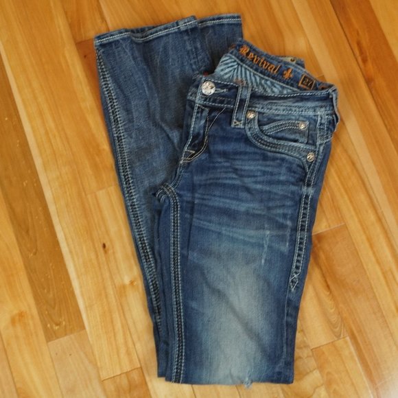 Rock Revival Johanna Boot Distressed Ripped Jeans Size‎ 27 - Picture 1 of 14